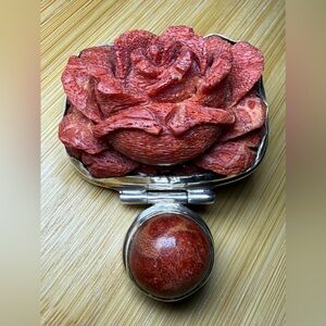 Carved Rose Sponge Coral Pendant in Sterling Silver